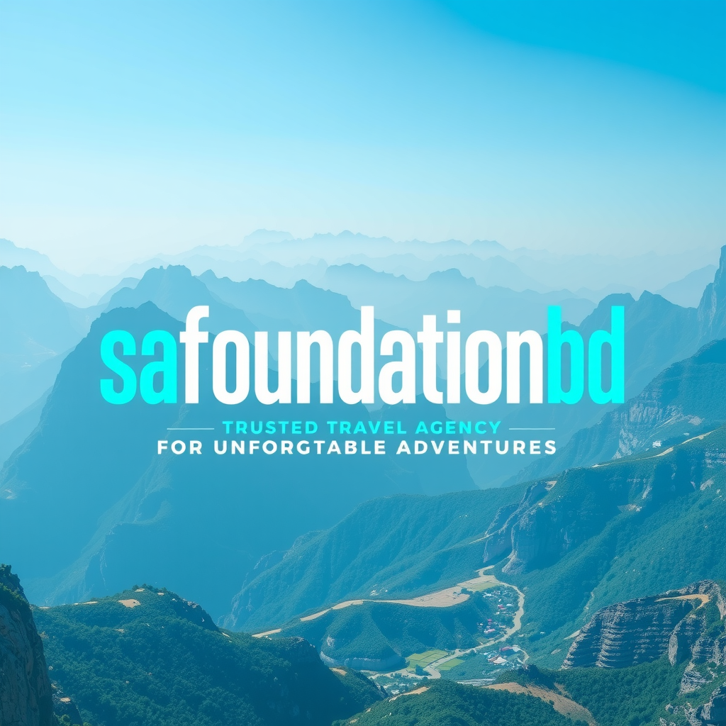 safoundationbd - Trusted Travel Agency for Unforgettable Adventures logo featuring turquoise and white colors with modern typography
